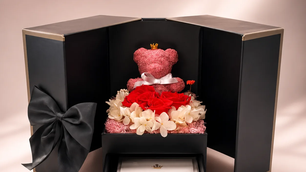 Valentinstag Geschenk Freundin – BoxBloom Rosenbox geöffnet
